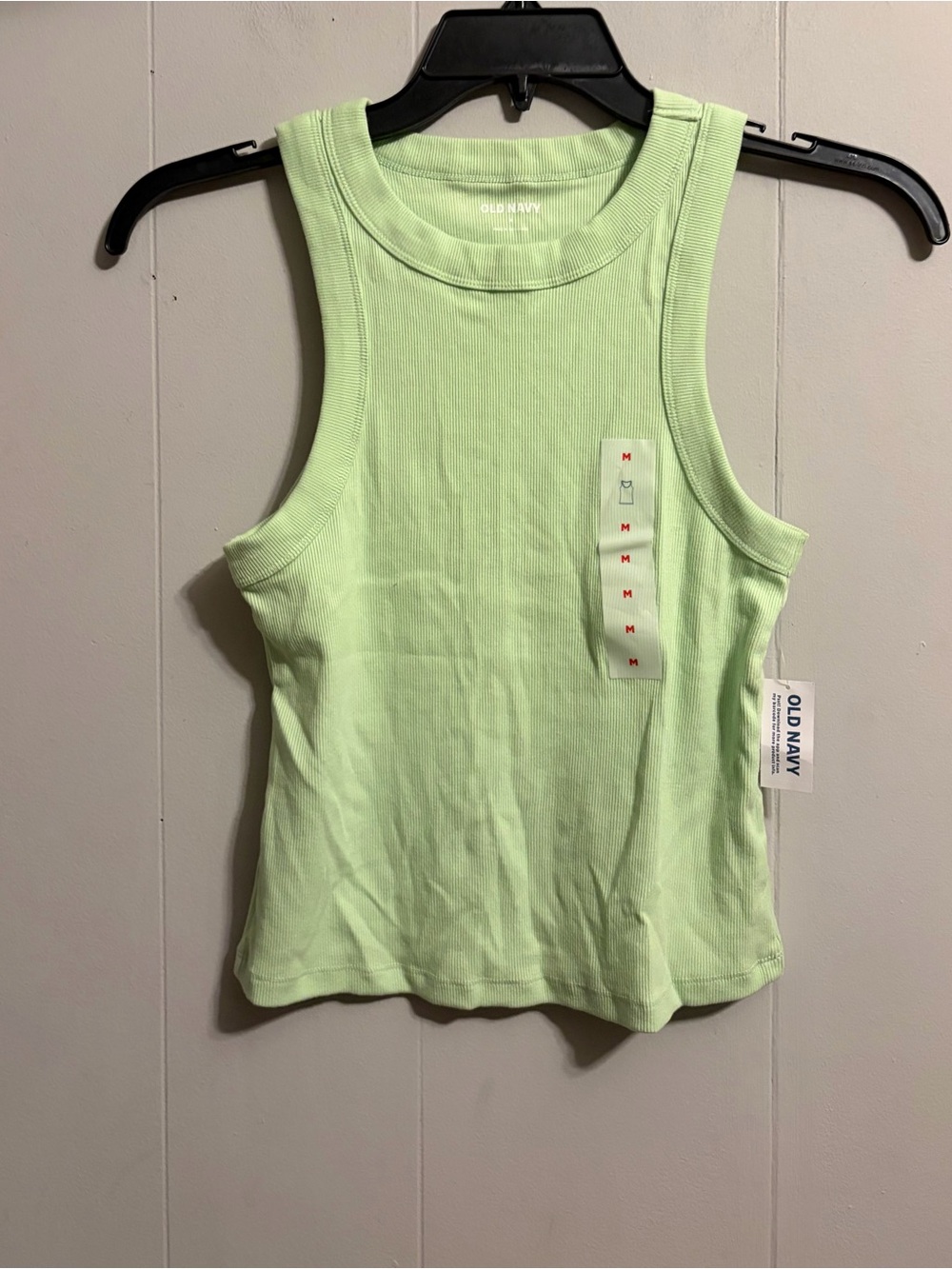Old Navy Women's Light Green Ribbed Tank Top hits at waist